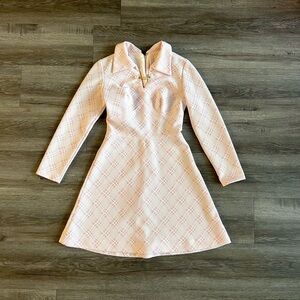 Vintage Pink Plaid Long Sleeve Dress
